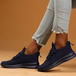 Women's Black Knit Sneakers